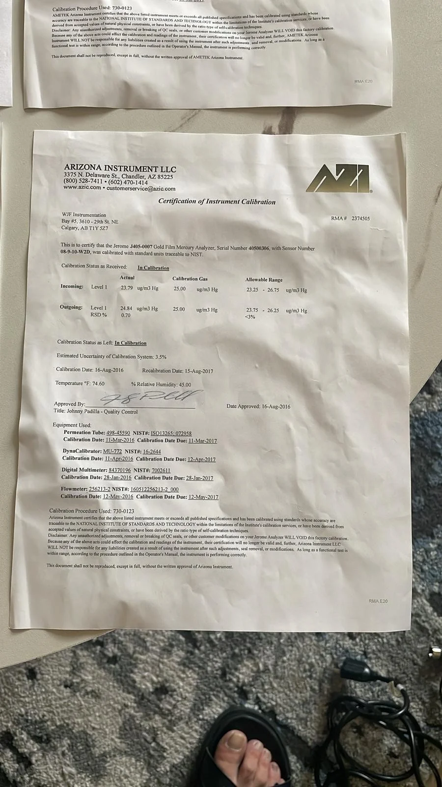 AMETEK Jerome J405 Quecksilberdampf-Analysator – Vorderansicht