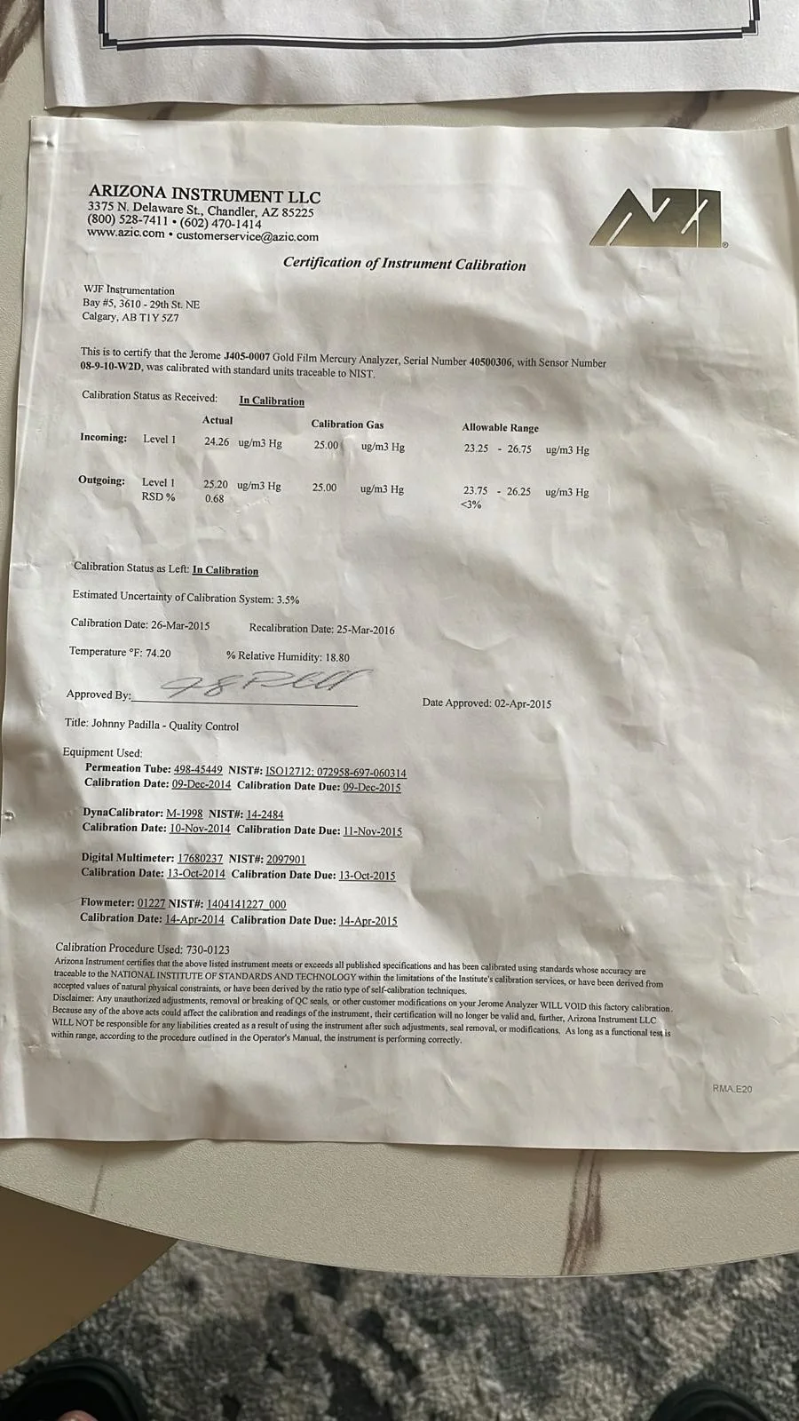 AMETEK Jerome J405 Quecksilberdampf-Analysator – Vorderansicht