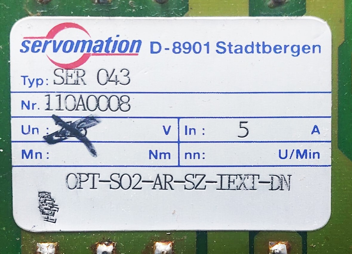 ASB Servomation AC Servo drive Type: SER 043