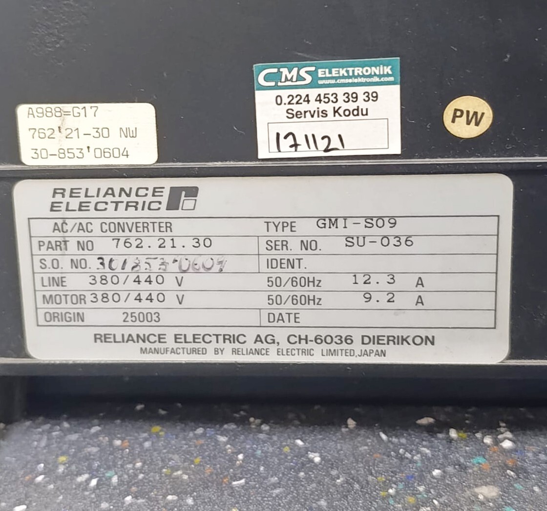 RELIANCE ELECTRIC INVERTRON GMI AC/AC CONVERTER GMI-S09 762.21.30 GMIS09 7622130